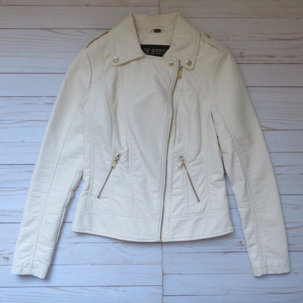 BRAND NEW Chic Cream GUESS "Leather" Jacket